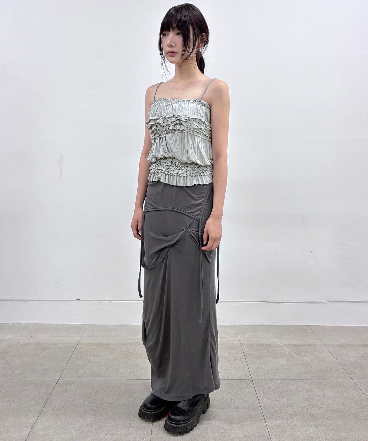 플레어업(FLAREUP) Draped Wrinkle Sleeveless (FL-178_Gray)
