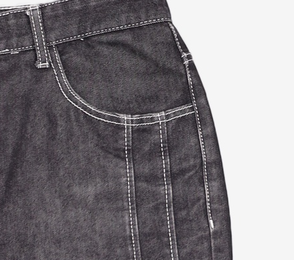 가먼트레이블(GARMENT LABLE) Stitch Straight Jeans - Black L