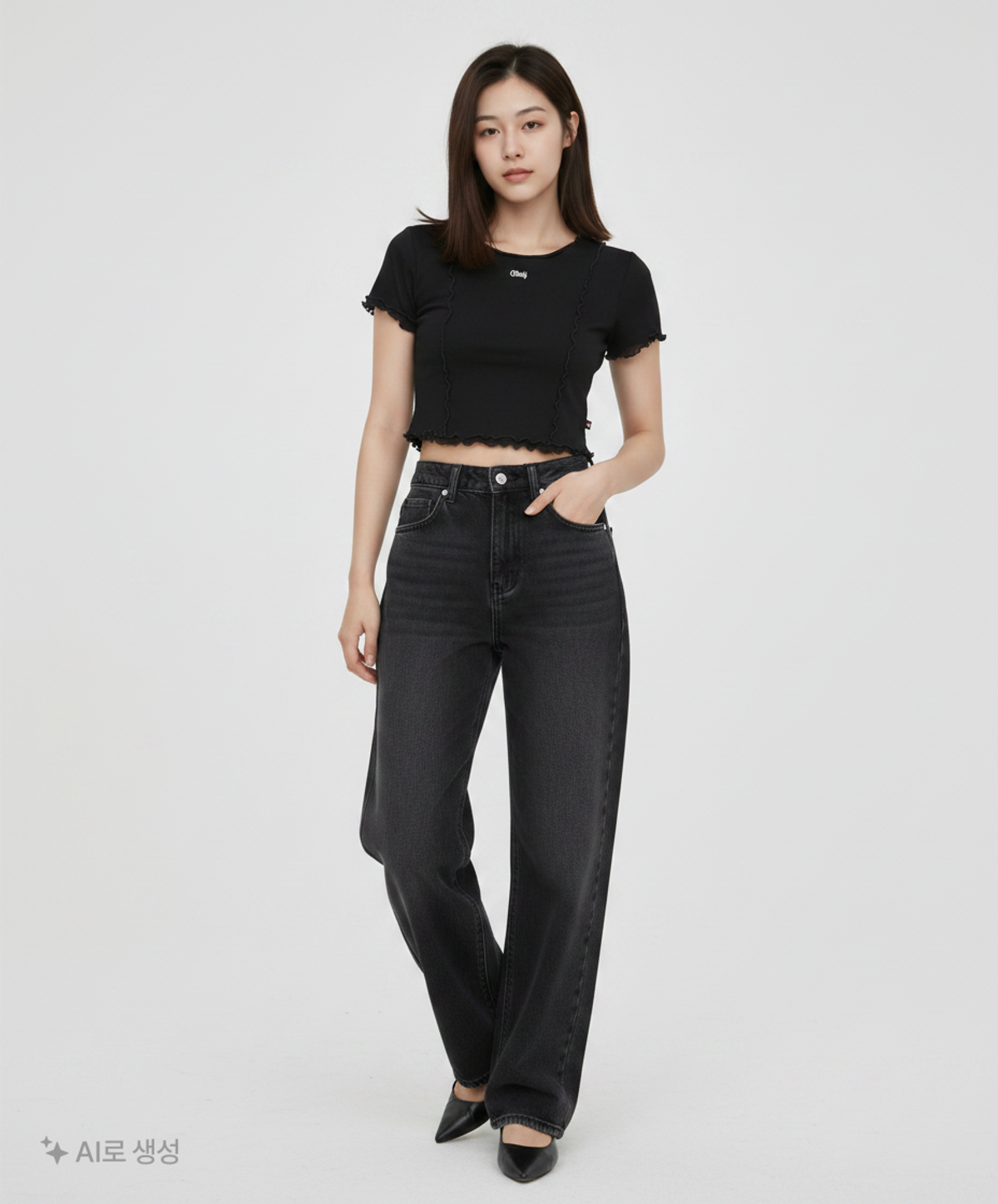 오디너리 홀리데이(ORDINARY HOLIDAY) 배색크롭티셔츠 MESH PATCH T SHIRT FREE