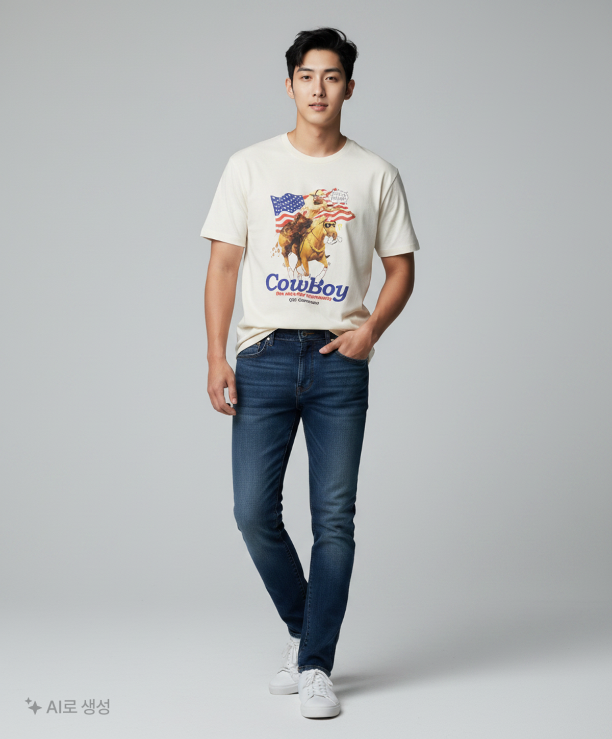 큐티에잇 가먼츠(QT8 GARMENTS) WA Cowboy Tee (Ivory) FREE