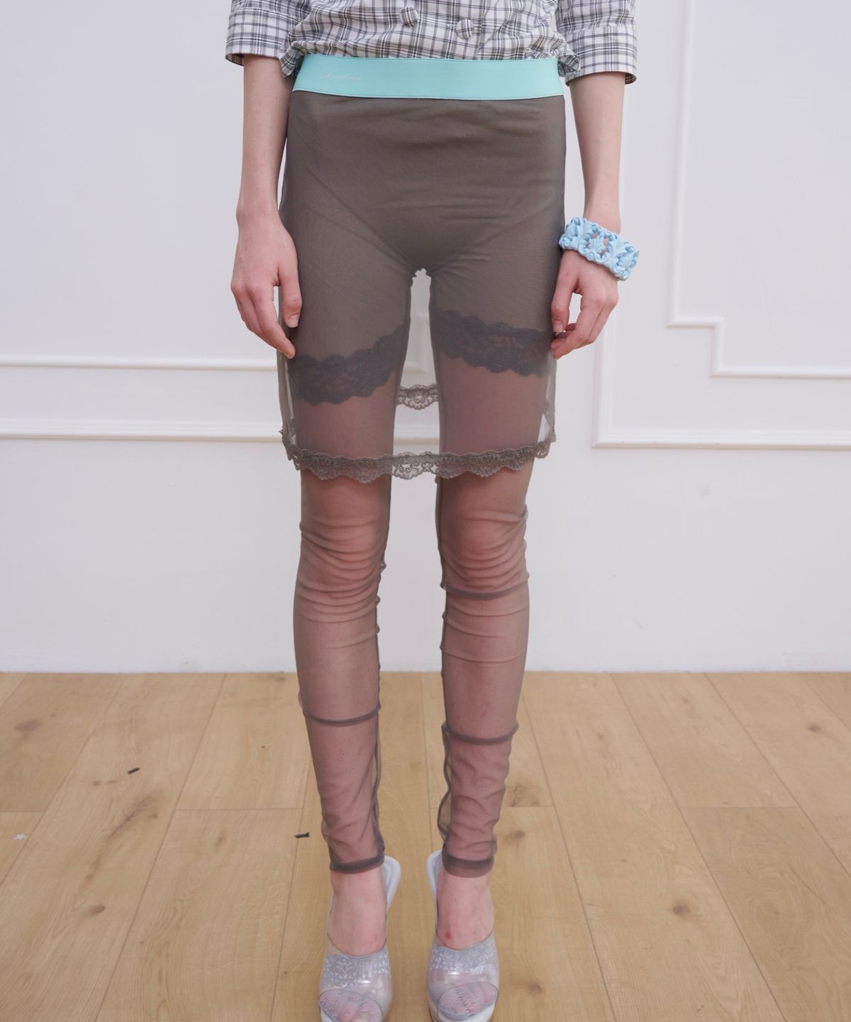 소르베룸(SORVETROOM) Mesh Layer Leggings (Grey)