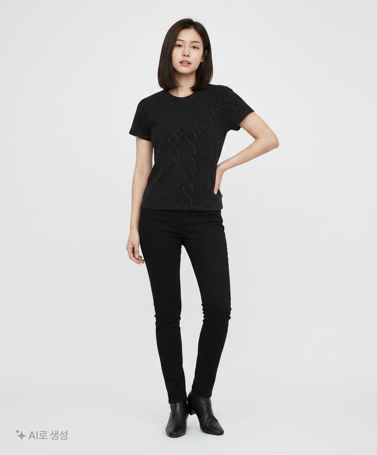 큐리티(CURETTY) C BURNOUT BASIC T-SHIRT_BLACK S