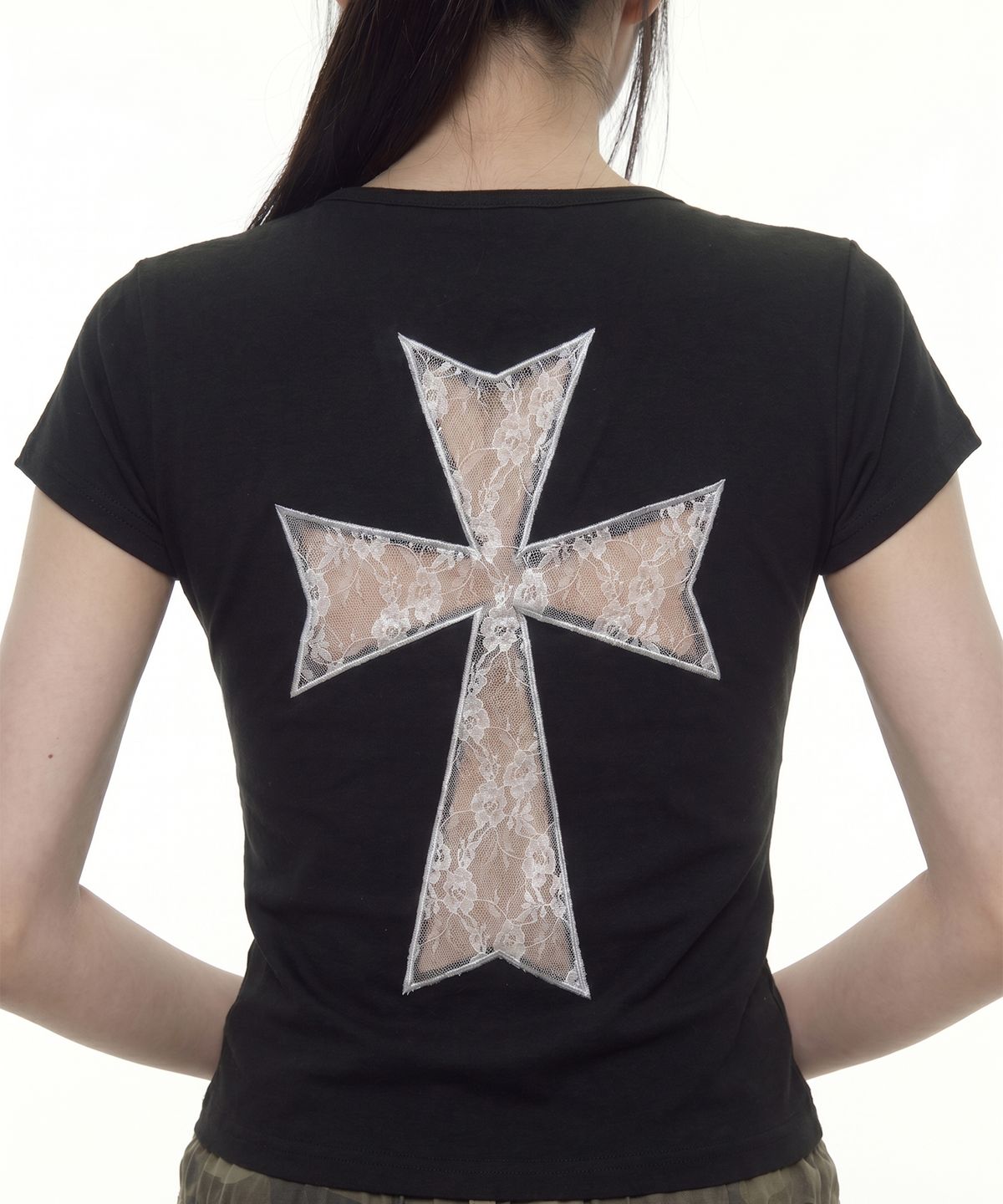 그레이버(GRAVER) [WOMAN]LACE BACK CROSS 반팔티_2color