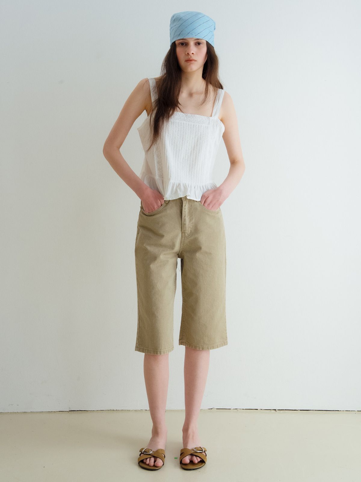 뮈르뮈르(MURMURE) 켄느 벨트 버뮤다 코튼 팬츠_Kenne Pants
