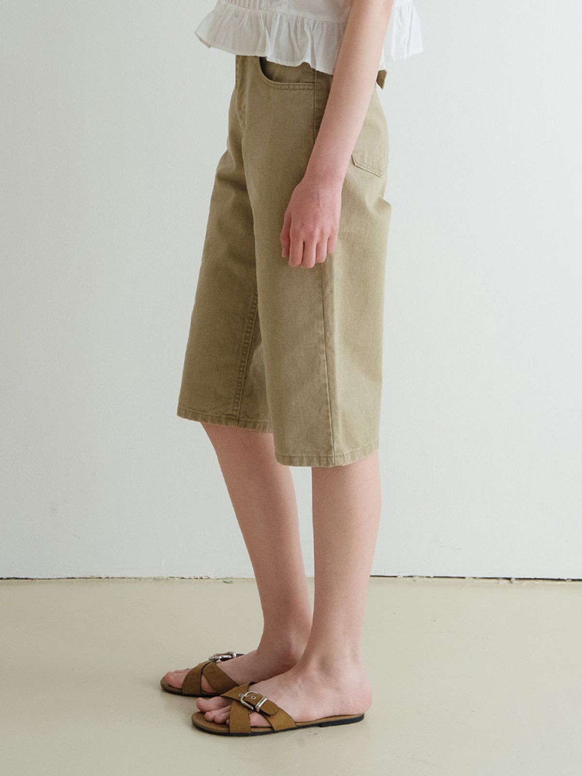 뮈르뮈르(MURMURE) 켄느 벨트 버뮤다 코튼 팬츠_Kenne Pants
