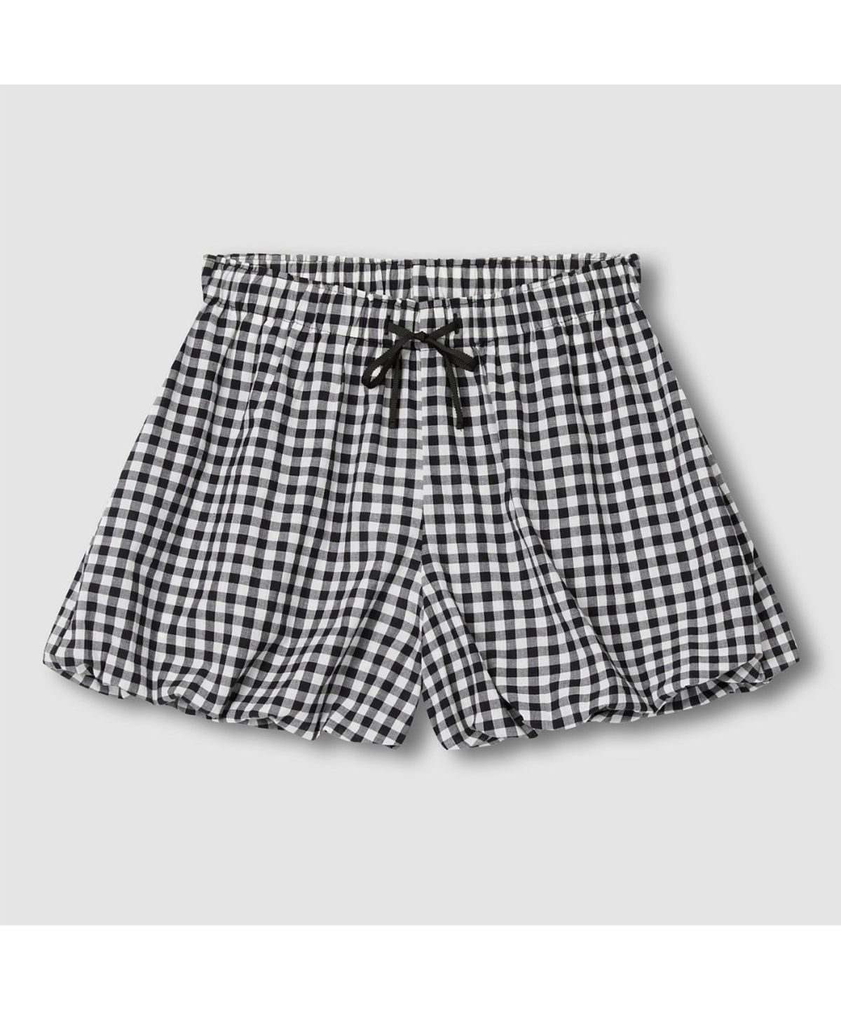 자주(JAJU) 여 체크 셔링 블루머 라운지 팬츠_다크 블랙
