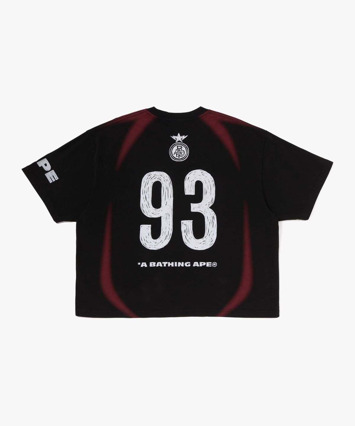 베이프(BAPE) 헤비 워시 핸드 드로우 풋볼 멀티로고 릴렉스드 핏 티셔츠(M) BLACK
