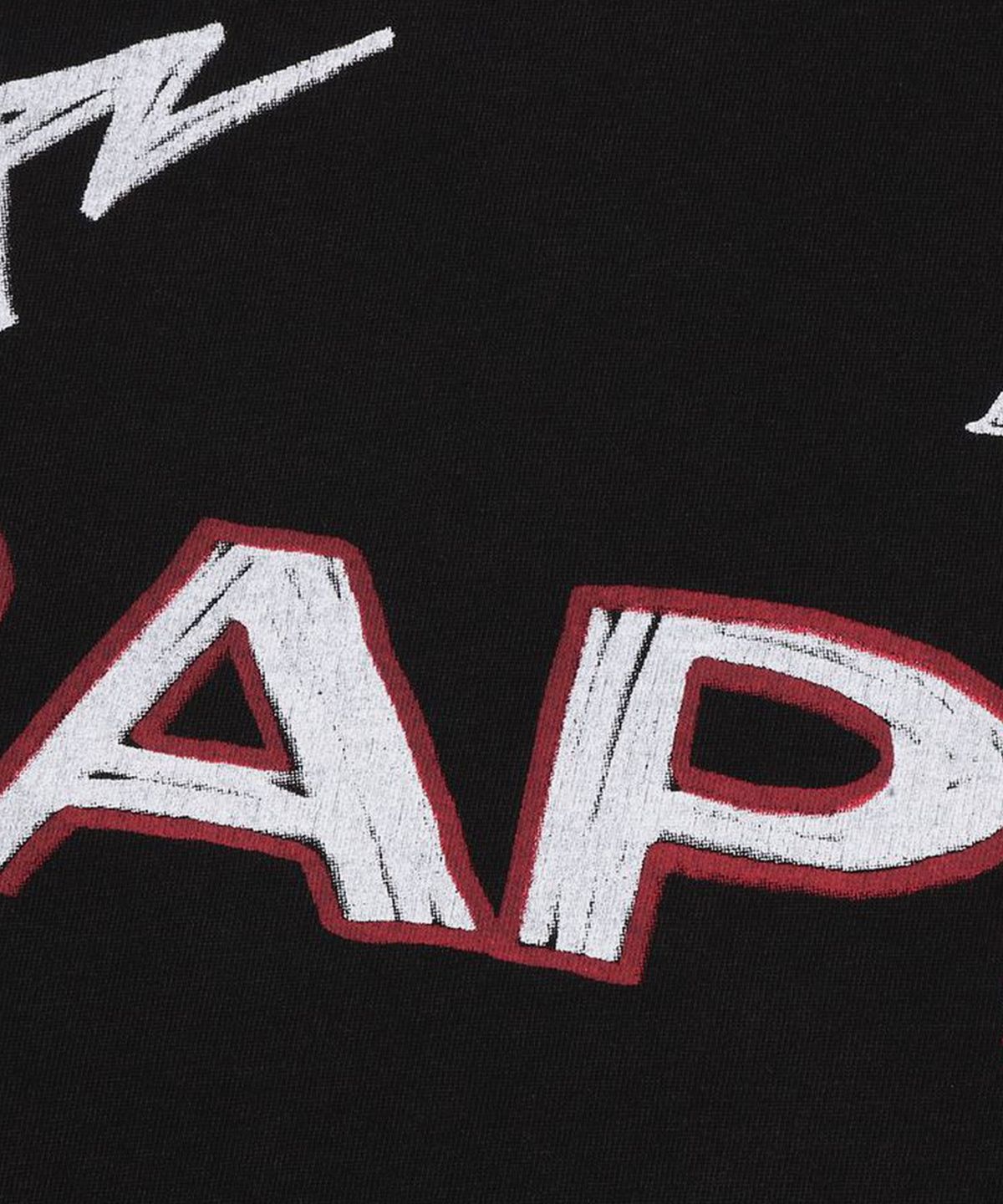 베이프(BAPE) 헤비 워시 핸드 드로우 풋볼 멀티로고 릴렉스드 핏 티셔츠(M) BLACK