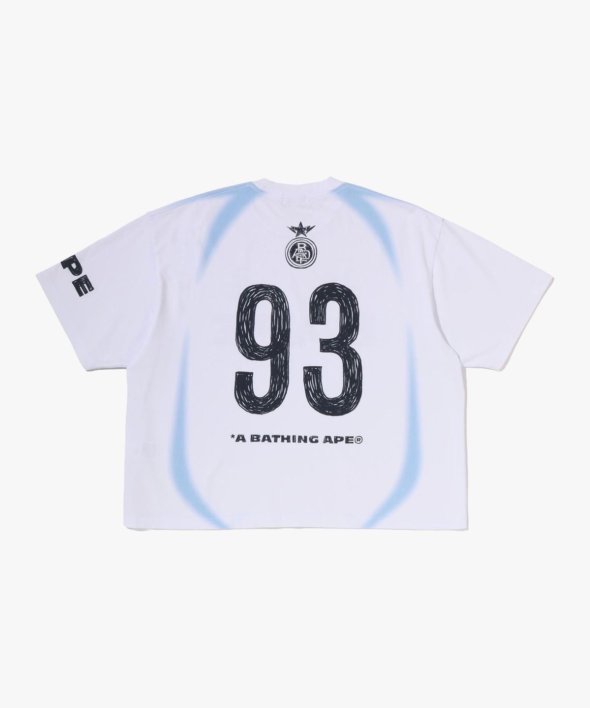 베이프(BAPE) 헤비 워시 핸드 드로우 풋볼 멀티로고 릴렉스드 핏 티셔츠(M) WHITE