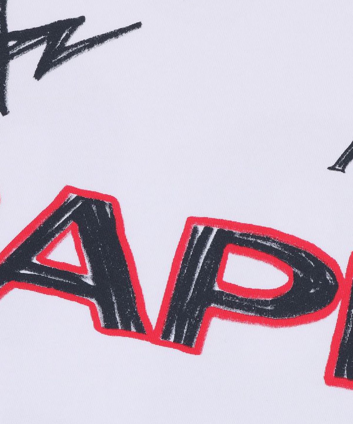 베이프(BAPE) 헤비 워시 핸드 드로우 풋볼 멀티로고 릴렉스드 핏 티셔츠(M) WHITE