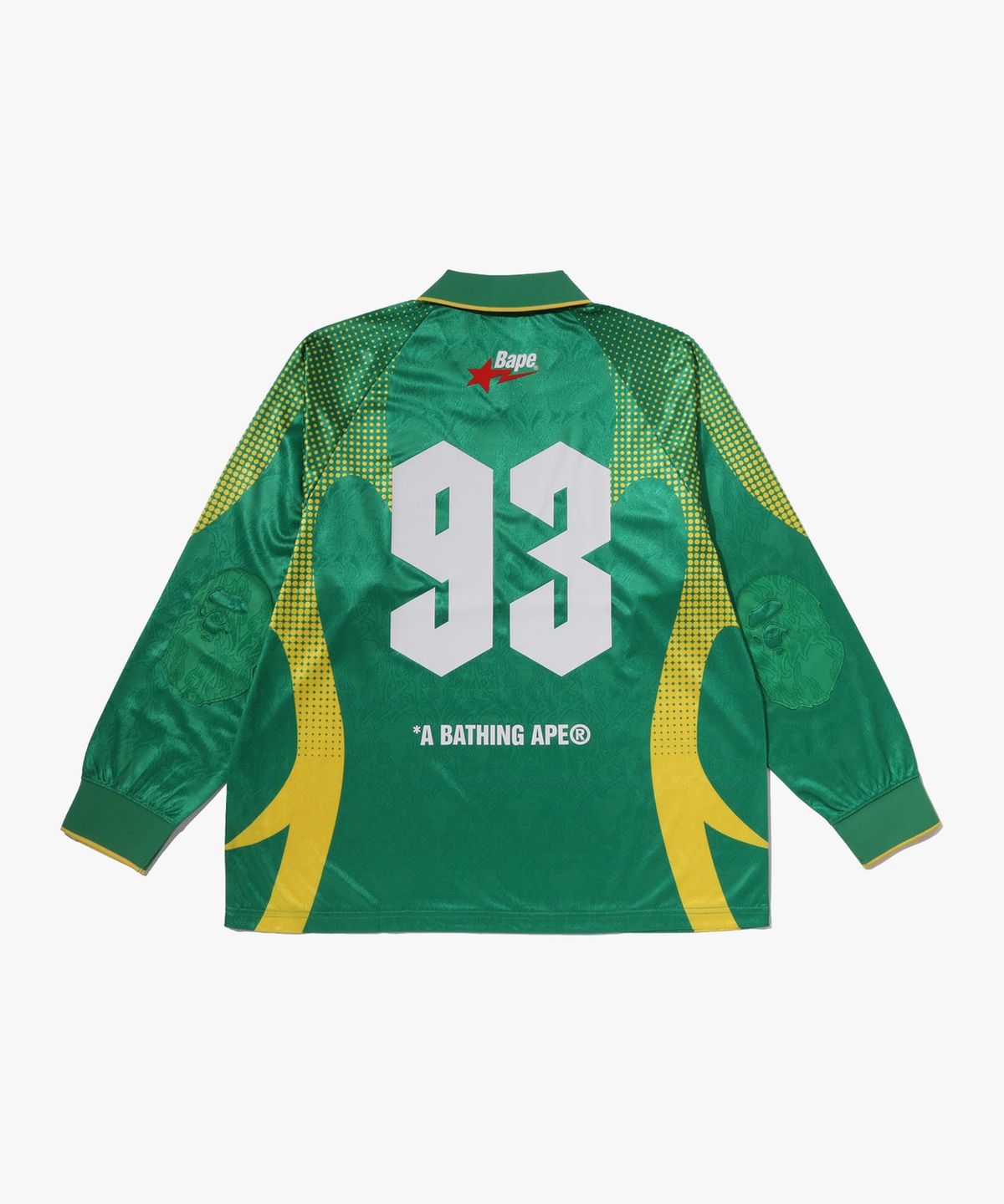 베이프(BAPE) 에이프 플레임 모노그램 자카드 로고 릴렉스트 핏 풋볼 저지(M) GREEN