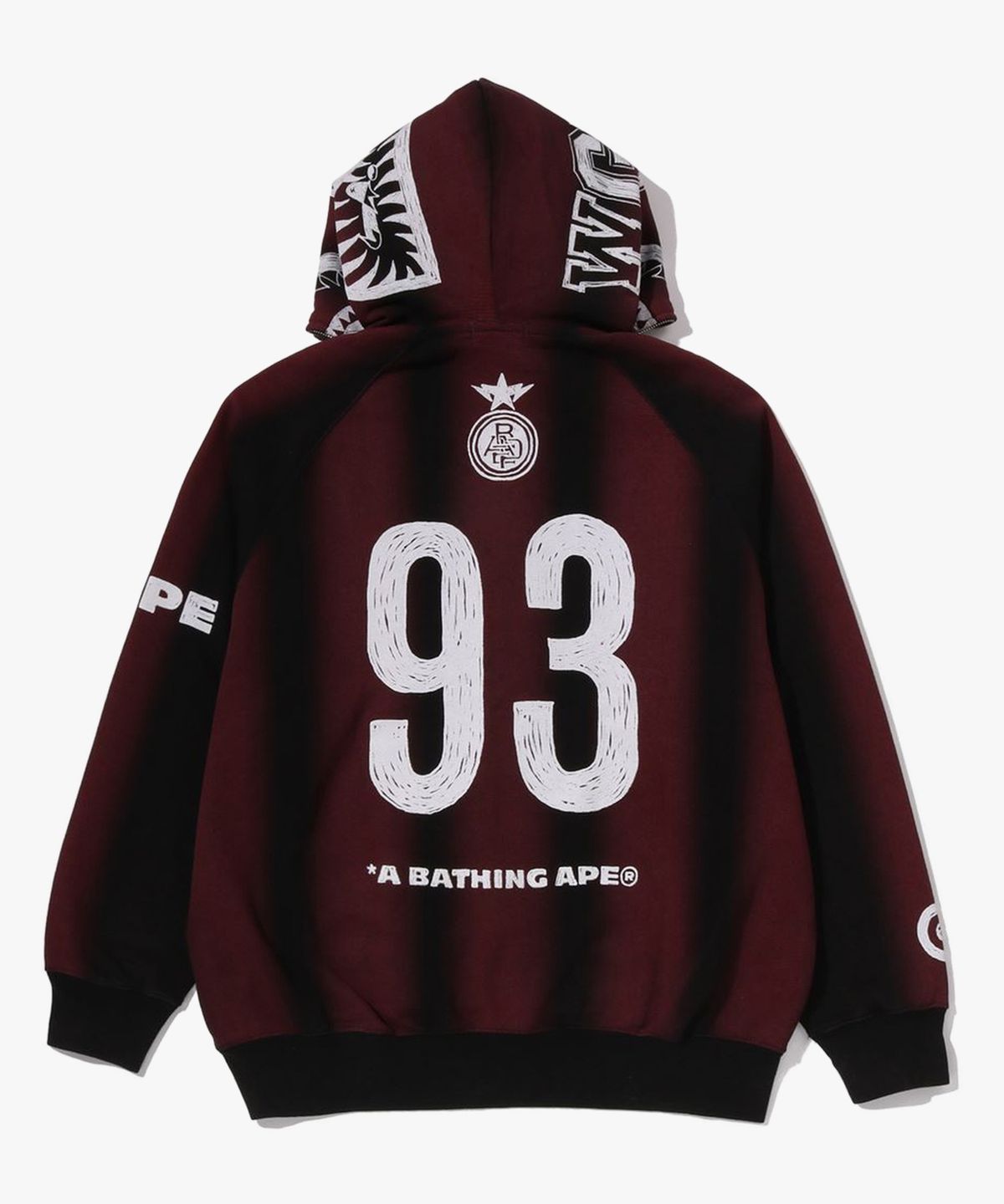 베이프(BAPE) 핸드 드로우 풋볼 샤크 릴렉스드 핏 풀 집 후드(M) BLACK