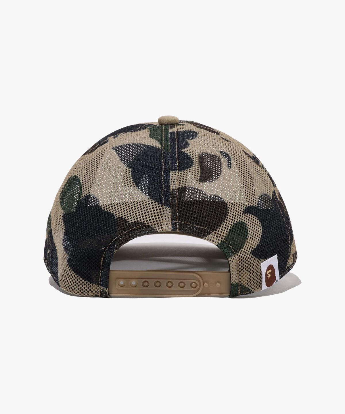 베이프(BAPE) 퍼스트 카모 콜리지 엠브로더리 패치드 메쉬 캡 YELLOW