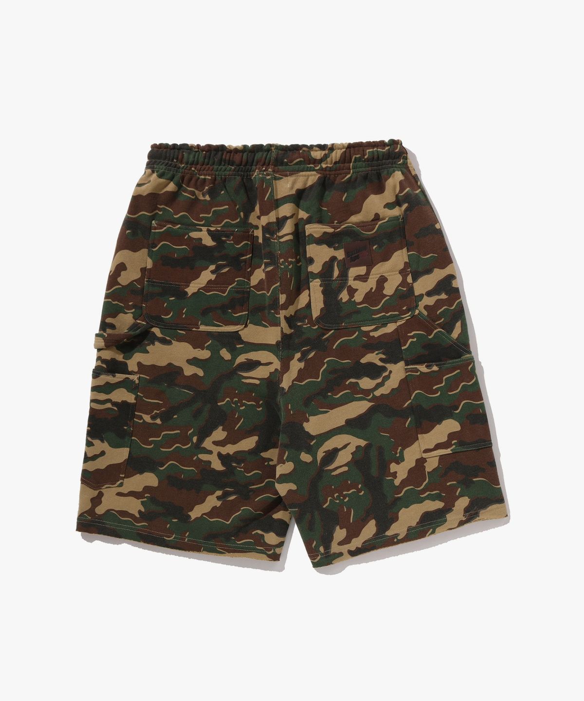 베이프(BAPE) 글리치 우드랜드 카모 더블니 릴렉스드 핏 스웨트 쇼츠(M) GREEN