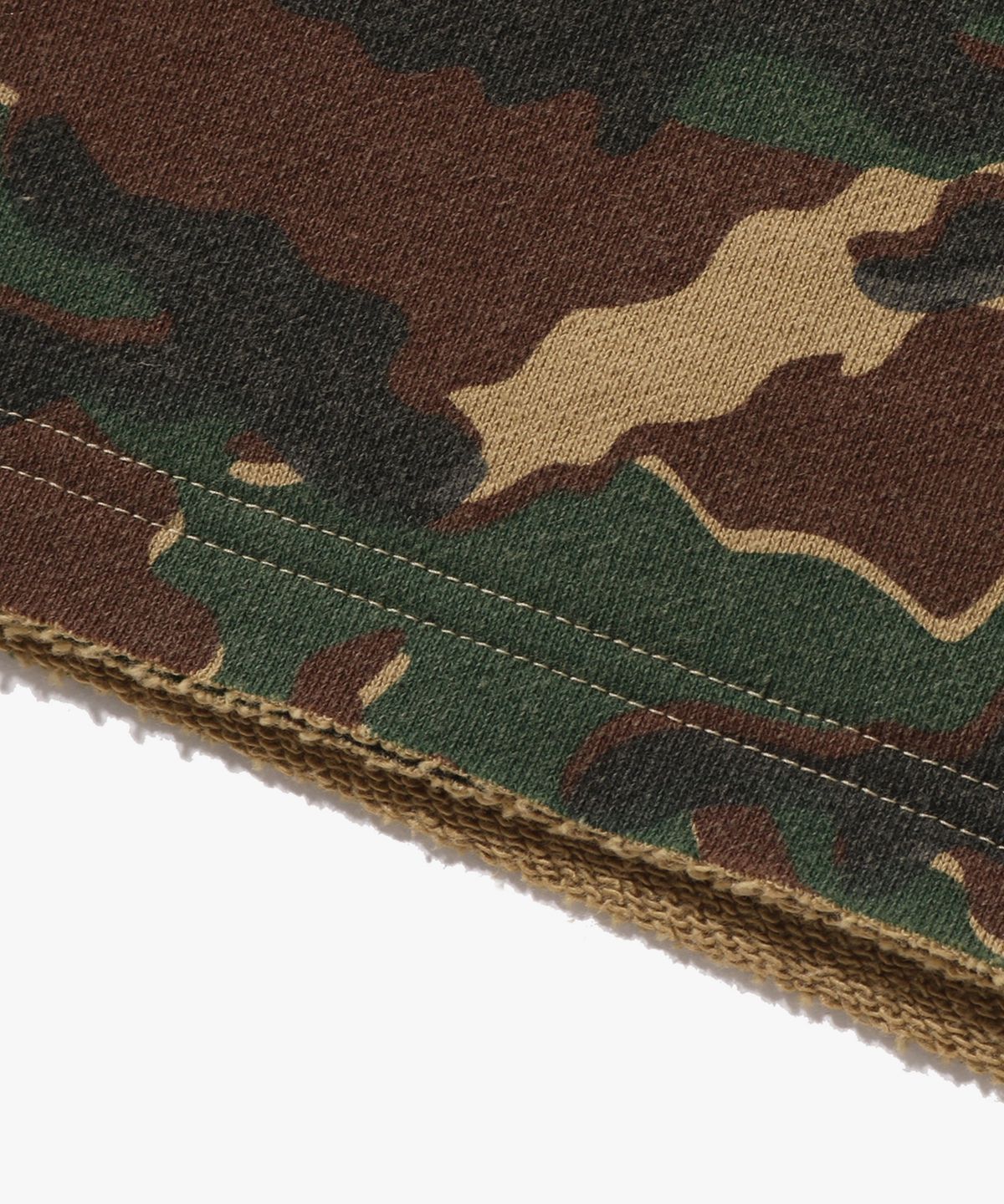 베이프(BAPE) 글리치 우드랜드 카모 더블니 릴렉스드 핏 스웨트 쇼츠(M) GREEN