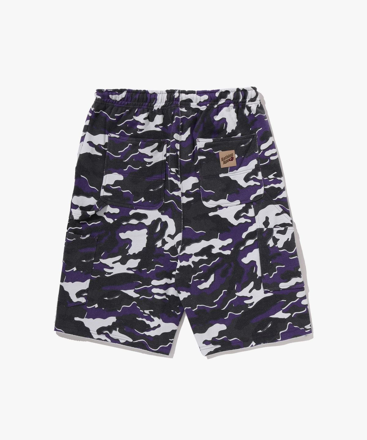 베이프(BAPE) 글리치 우드랜드 카모 더블니 릴렉스드 핏 스웨트 쇼츠(M) PURPLE