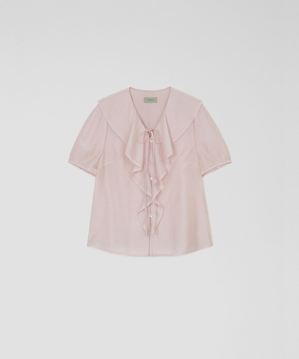 르메메(LEMEME) Ruban Frill Half Sleeve Blouse_2colors