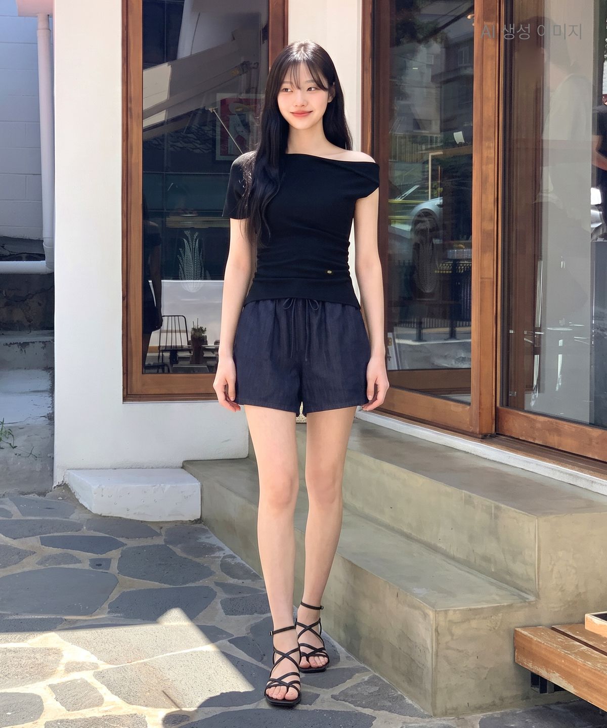 로엠(ROEM) 데님 밴딩 쇼츠 RMTWG26RT1