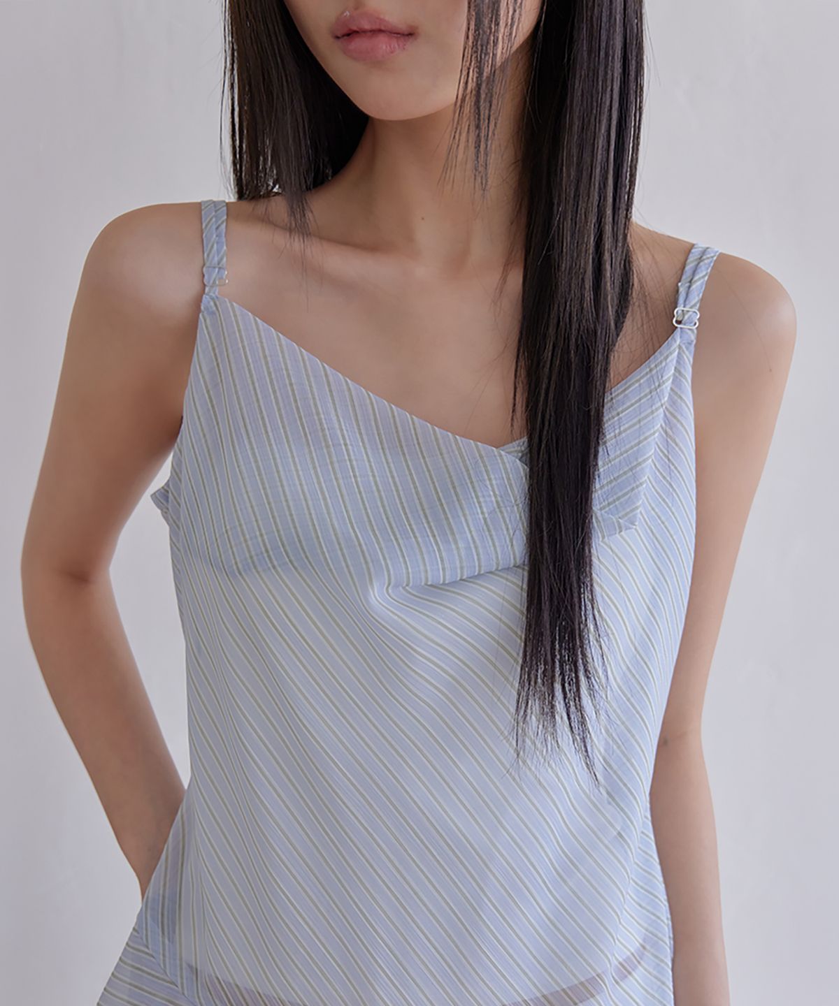 런던다다(LONDONDADA) Sheer Flare Layered Dress, BLUE