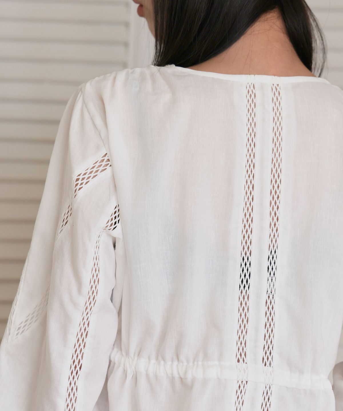 런던다다(LONDONDADA) Summer Lace Linen Blouse, WHITE