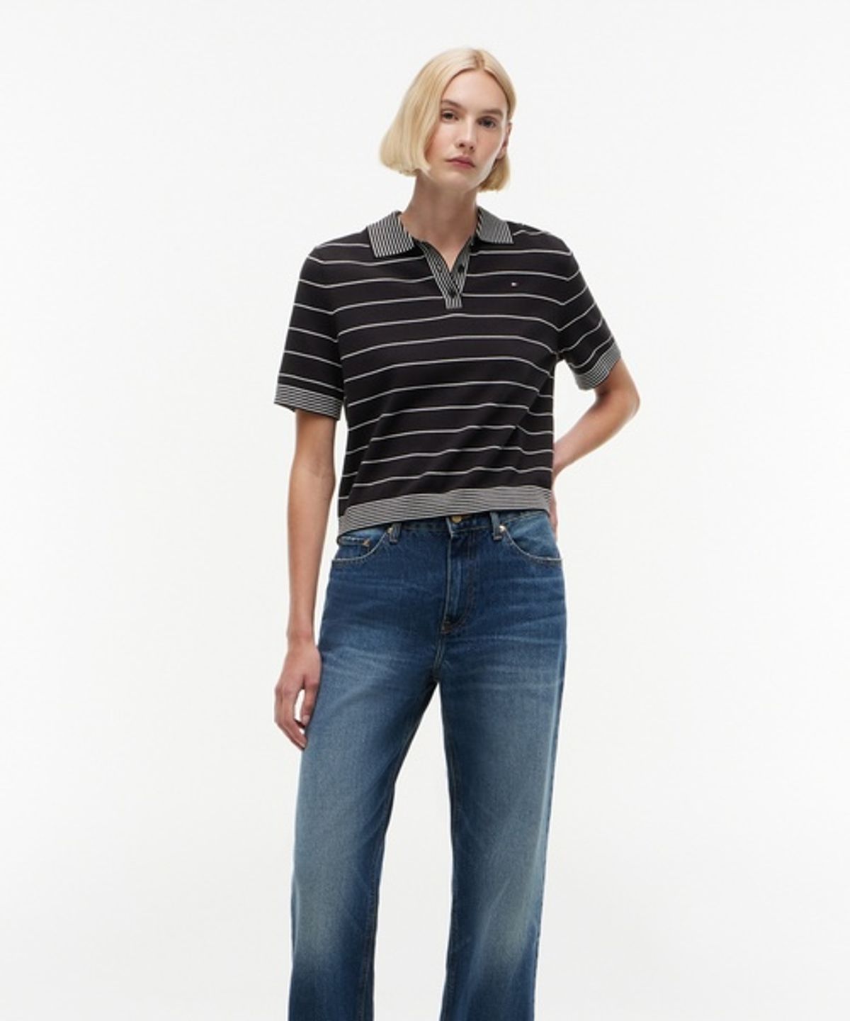 타미힐피거(TOMMY HILFIGER) 스트라이프 피케 폴로 티셔츠 (T22G6KTO011WT20AR)