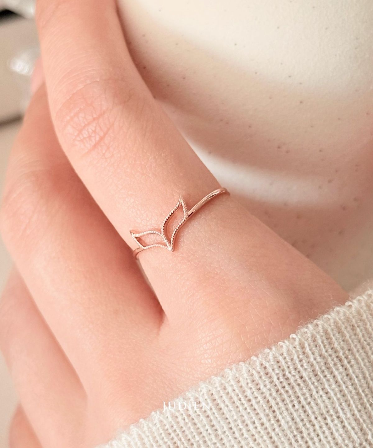 주디엔(JUDIEN) 14k 18k 베일라 고래 꼬리 레이어드 반지