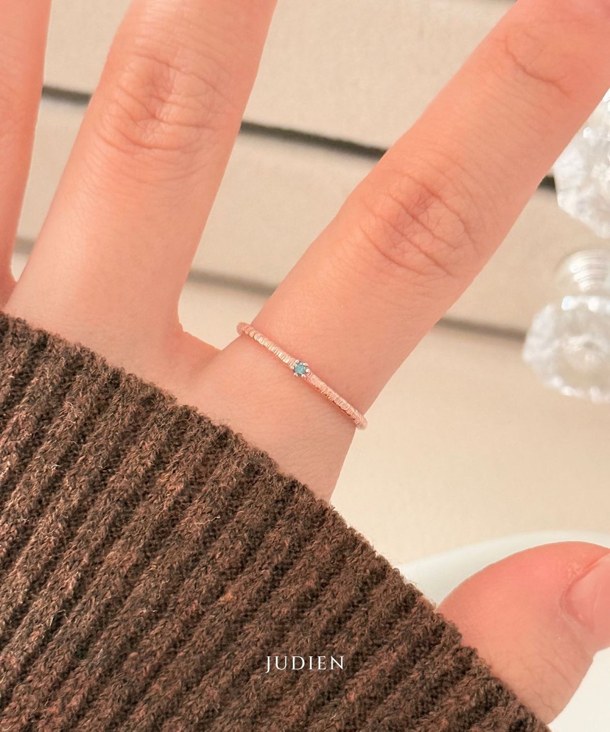 주디엔(JUDIEN) 14k 18k 미니 블루다이아 레이어드 반지