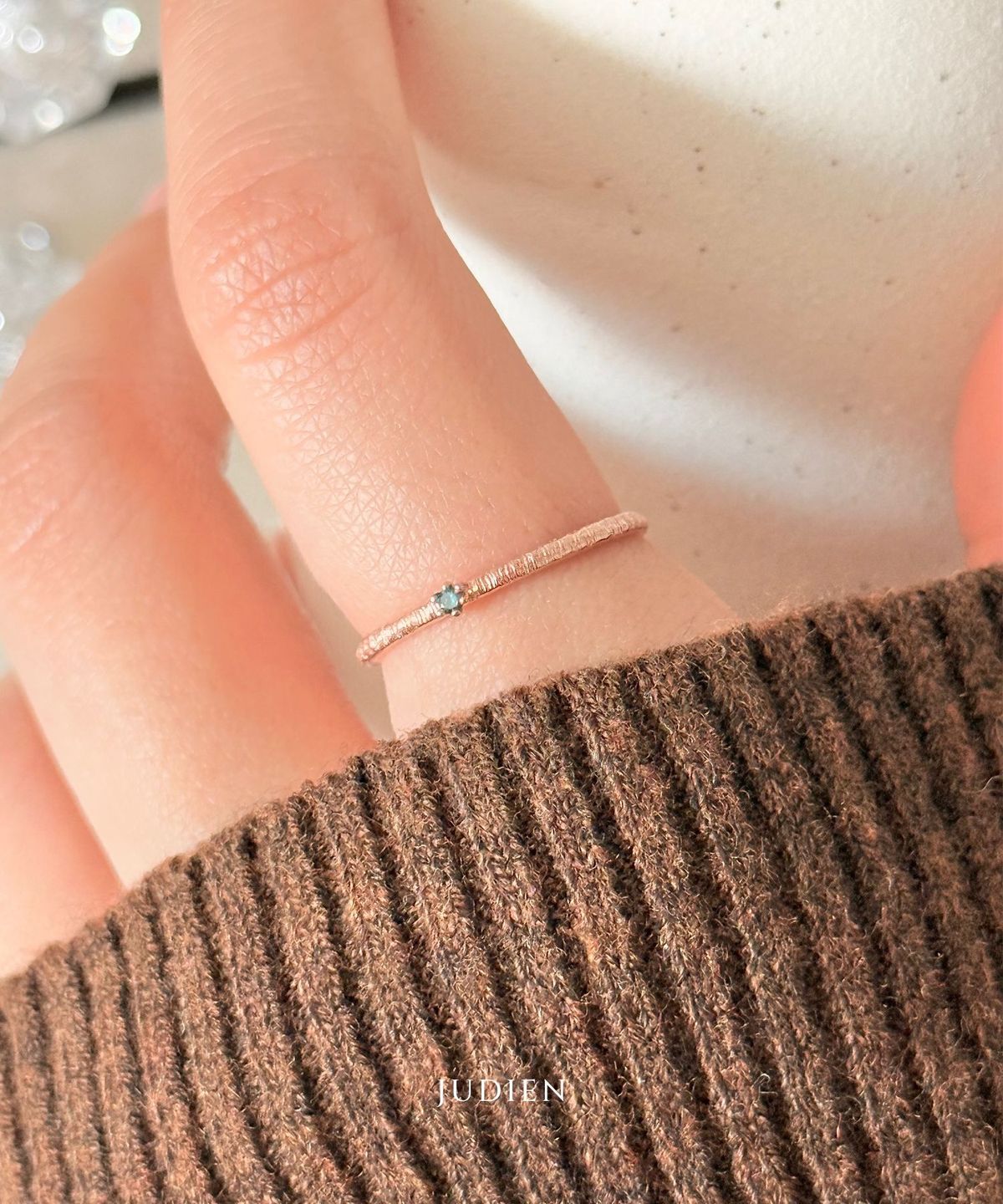 주디엔(JUDIEN) 14k 18k 미니 블루다이아 레이어드 반지