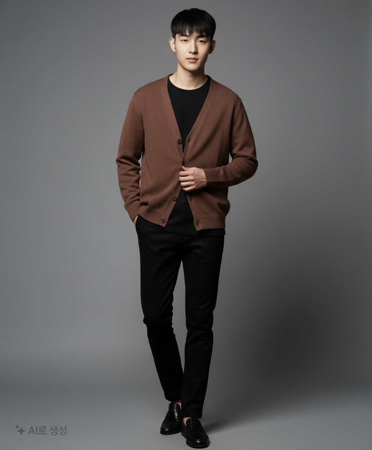 커스텀어클락(COSTUME O’CLOCK) 소프트 베이직 라운드 가디건 블랙 COOSCD020BLACK M