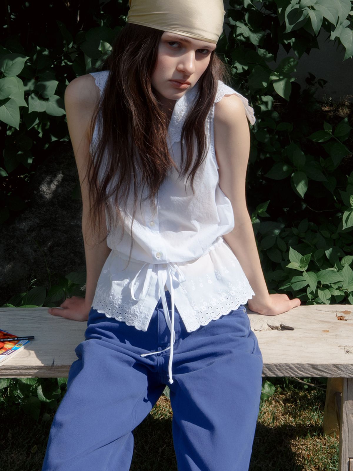 뮈르뮈르(MURMURE) 엔트 세일러 펀칭 블라우스_Ent Blouse