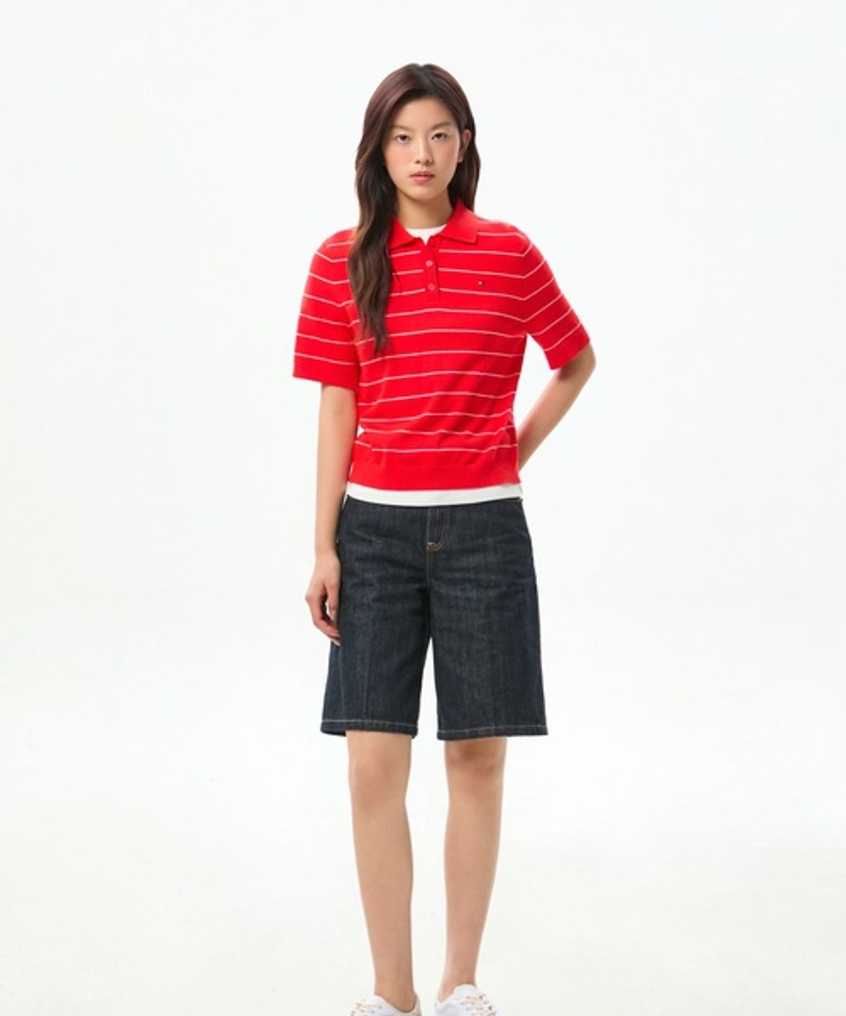 타미힐피거(TOMMY HILFIGER) 스트라이프 피케 폴로 티셔츠 (T22G6KTO011WT20E3)