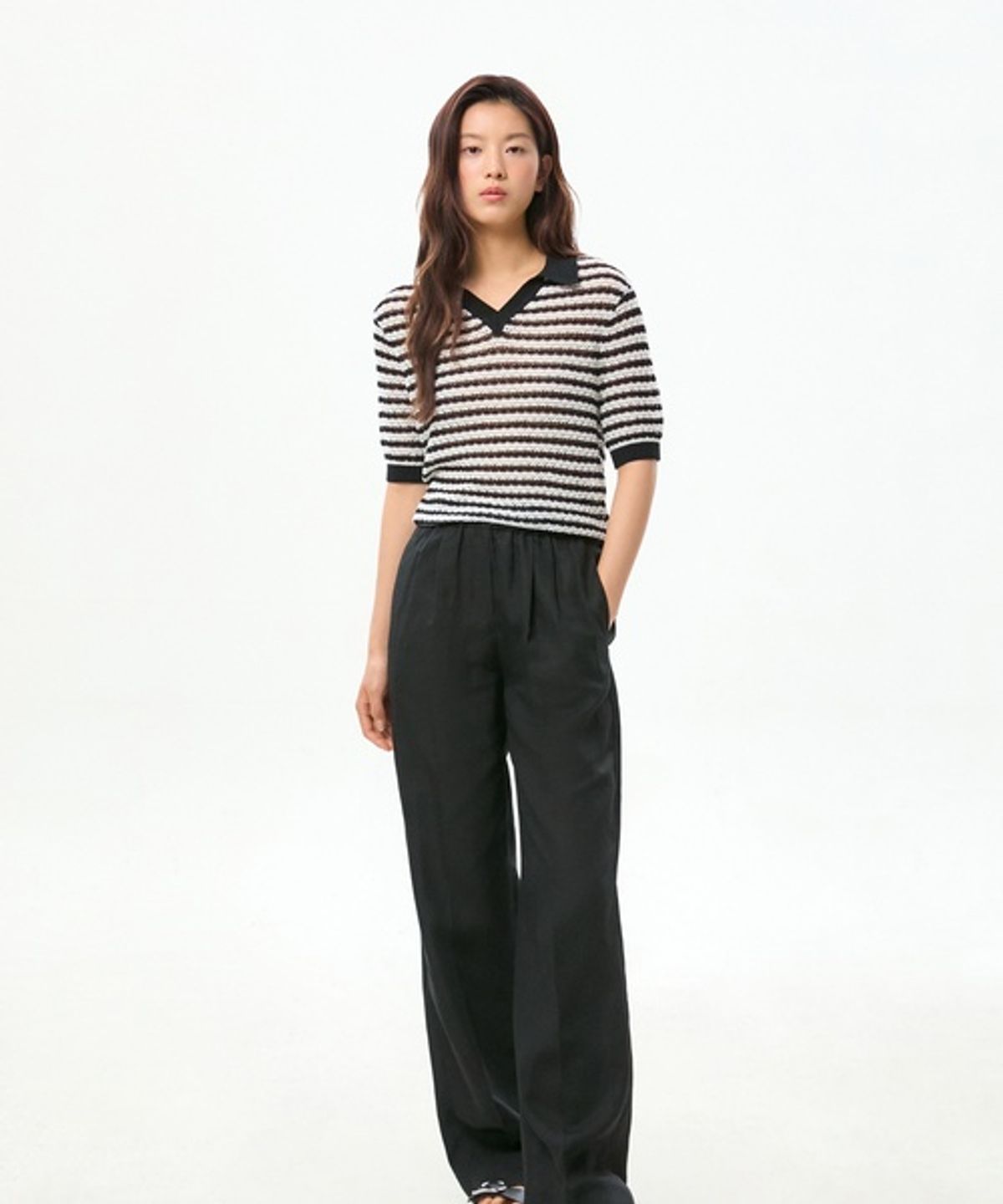 타미힐피거(TOMMY HILFIGER) [TOMMY HILFIGER WOMEN] 포인텔 브이넥 스웨터 (T22G6KTO030WT20AQ)