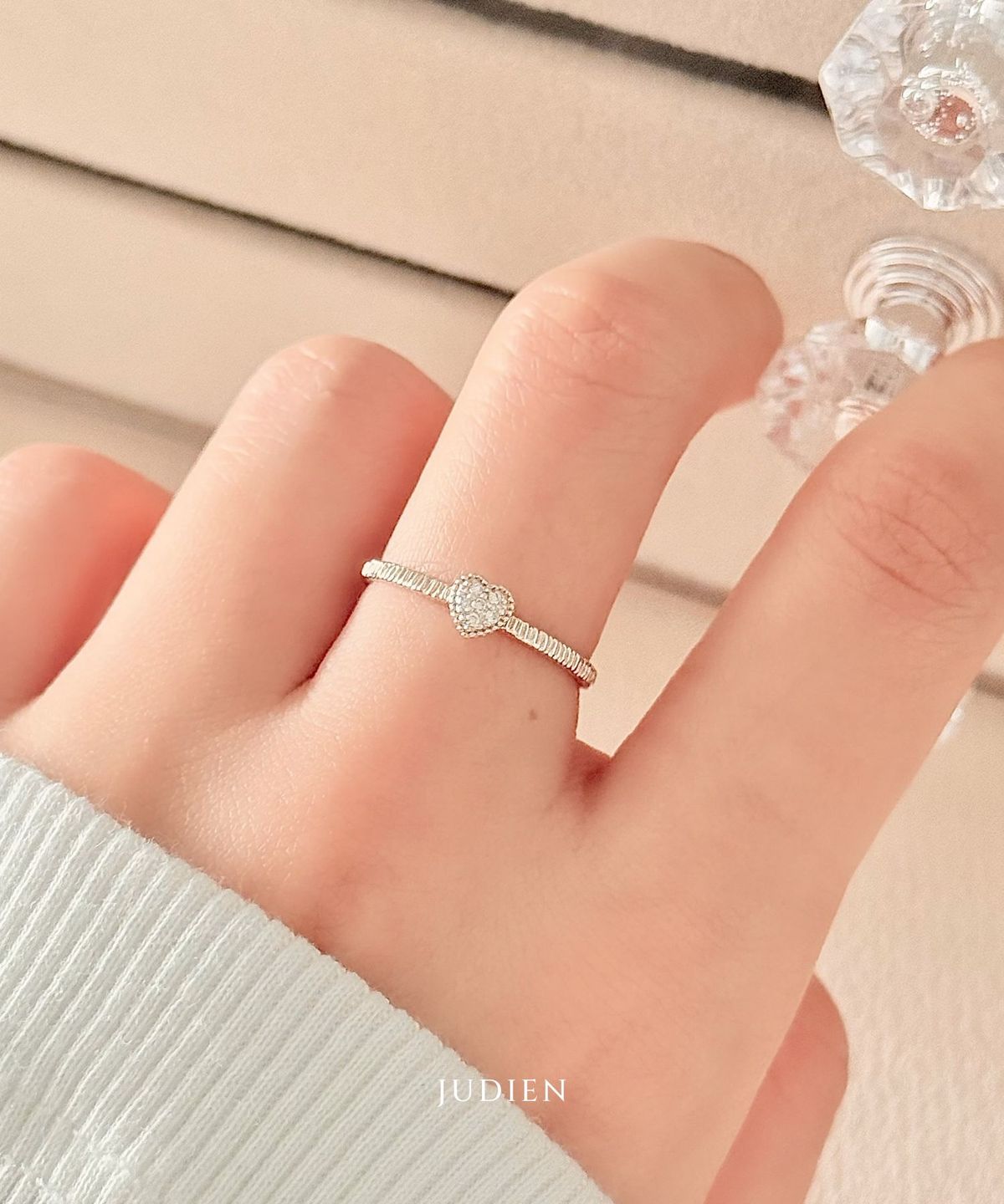 주디엔(JUDIEN) 10k 14k 18k 하르 하트 컷팅 랩다이아 반지