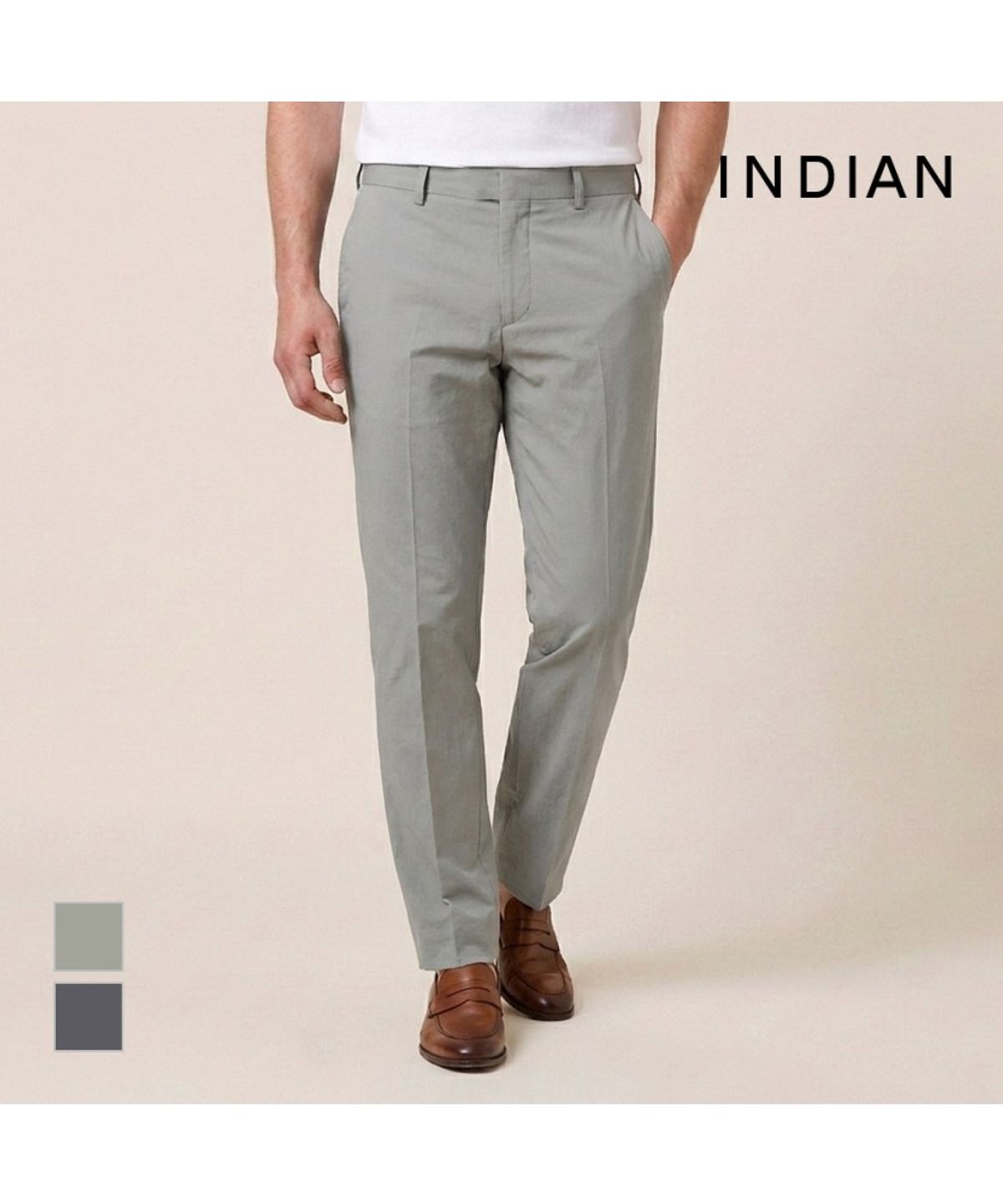 인디안(INDIAN) 나일론 슬림 원턱 팬츠_MIUDL4M3261