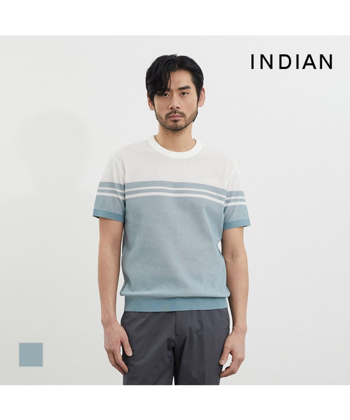 인디안(INDIAN) 블럭패턴 라운드 니트_MITBR4M3101