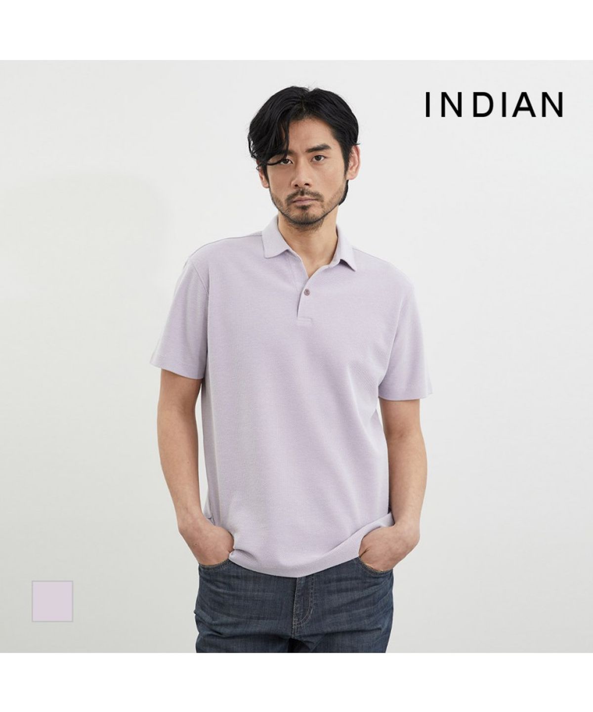 인디안(INDIAN) 허니콤조직 솔리드 반팔 티셔츠_MIVAS4M2261