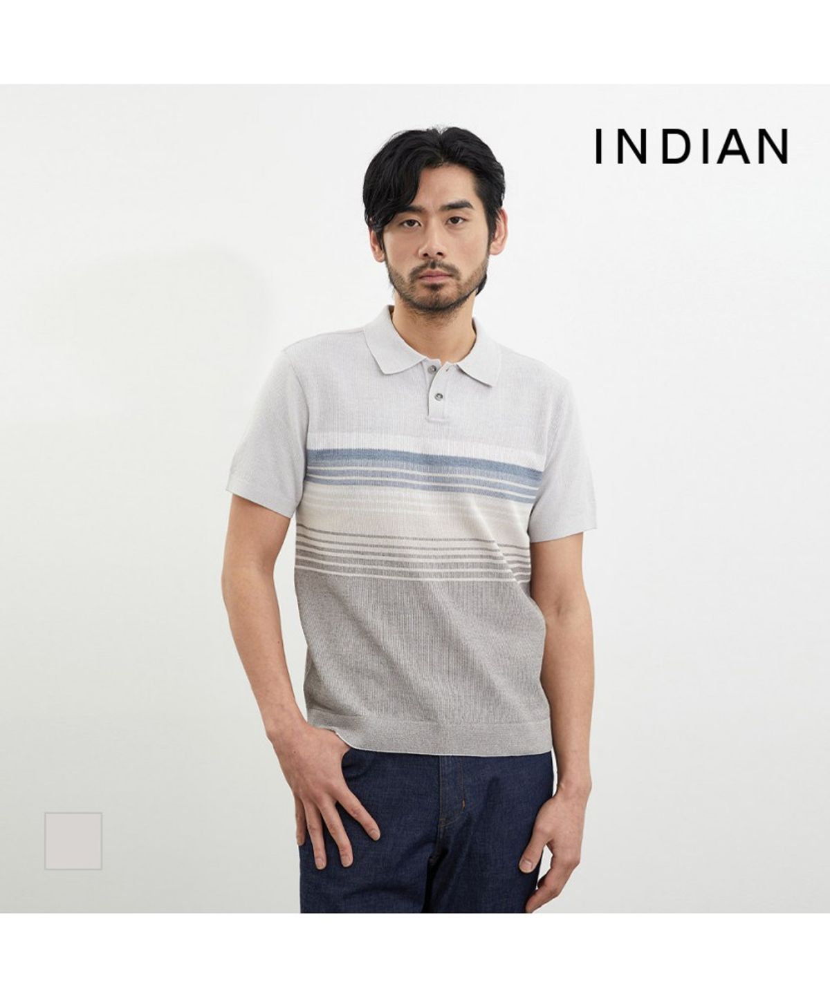 인디안(INDIAN) 요꼬 한기장 폴로에리 니트_MITBS4M3141