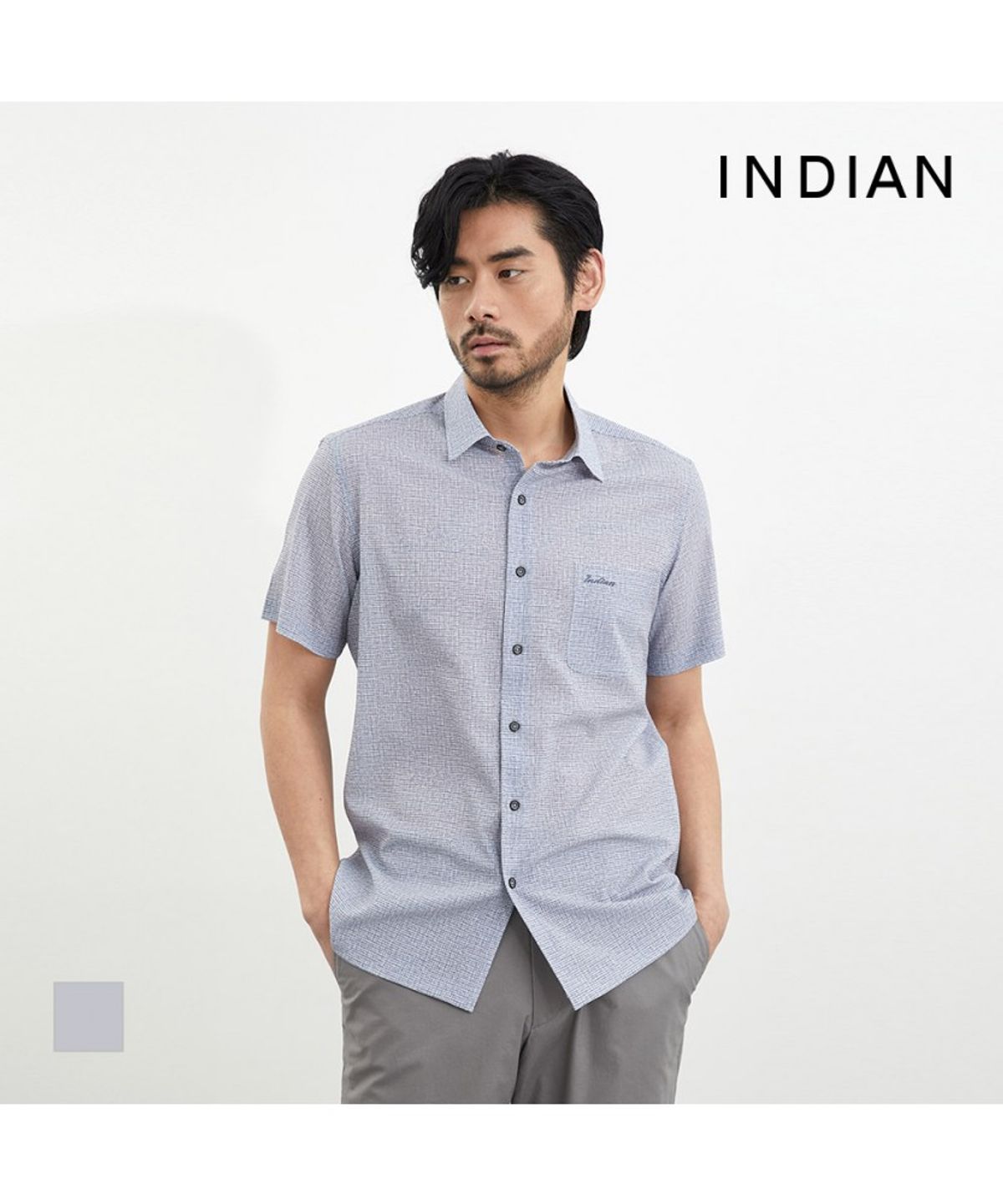 인디안(INDIAN) 솔리드 라이크 프린트 셔츠_MITNS4M2401