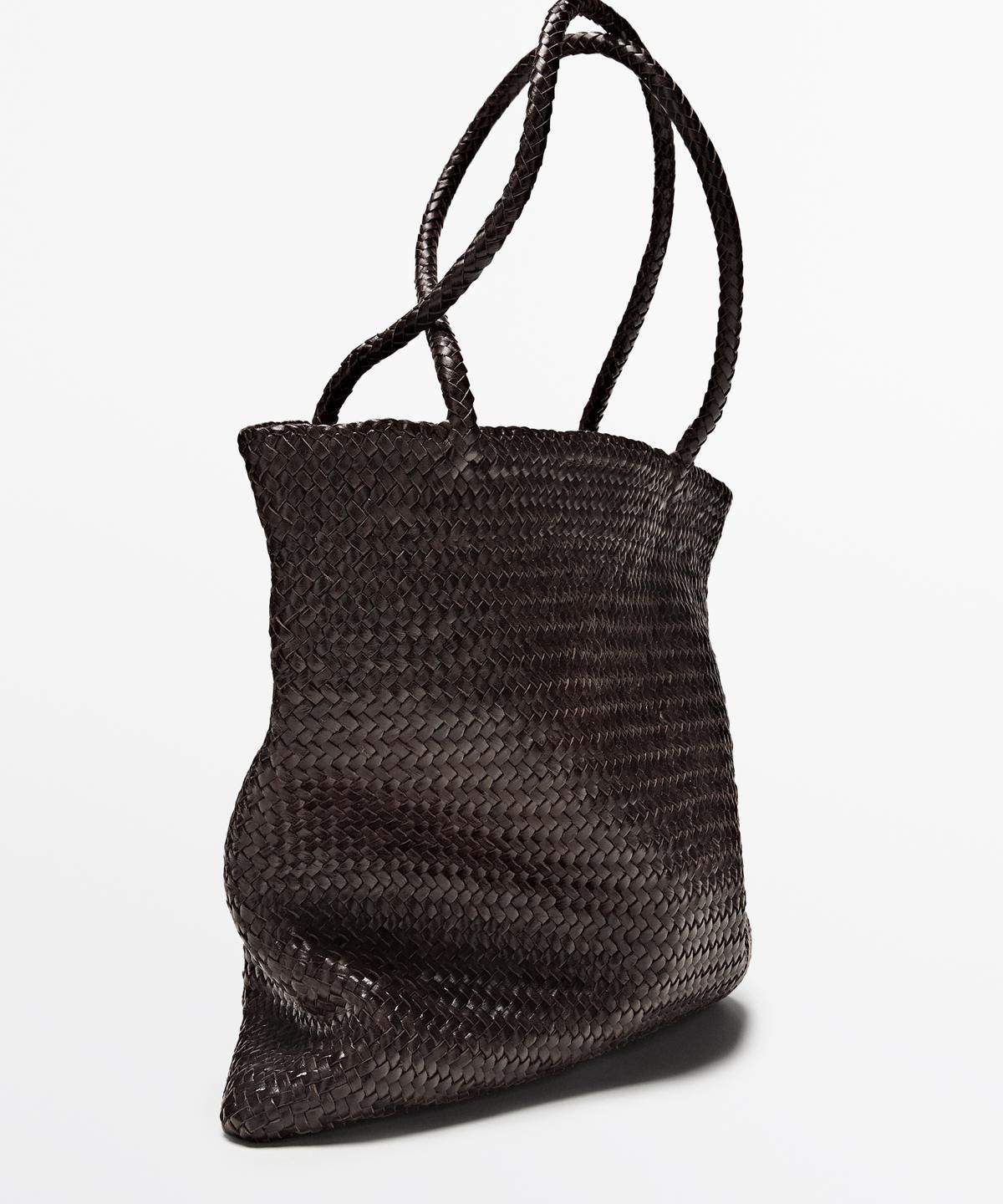 마시모두띠(MASSIMO DUTTI) 미디엄 나파 가죽 위빙 토트백