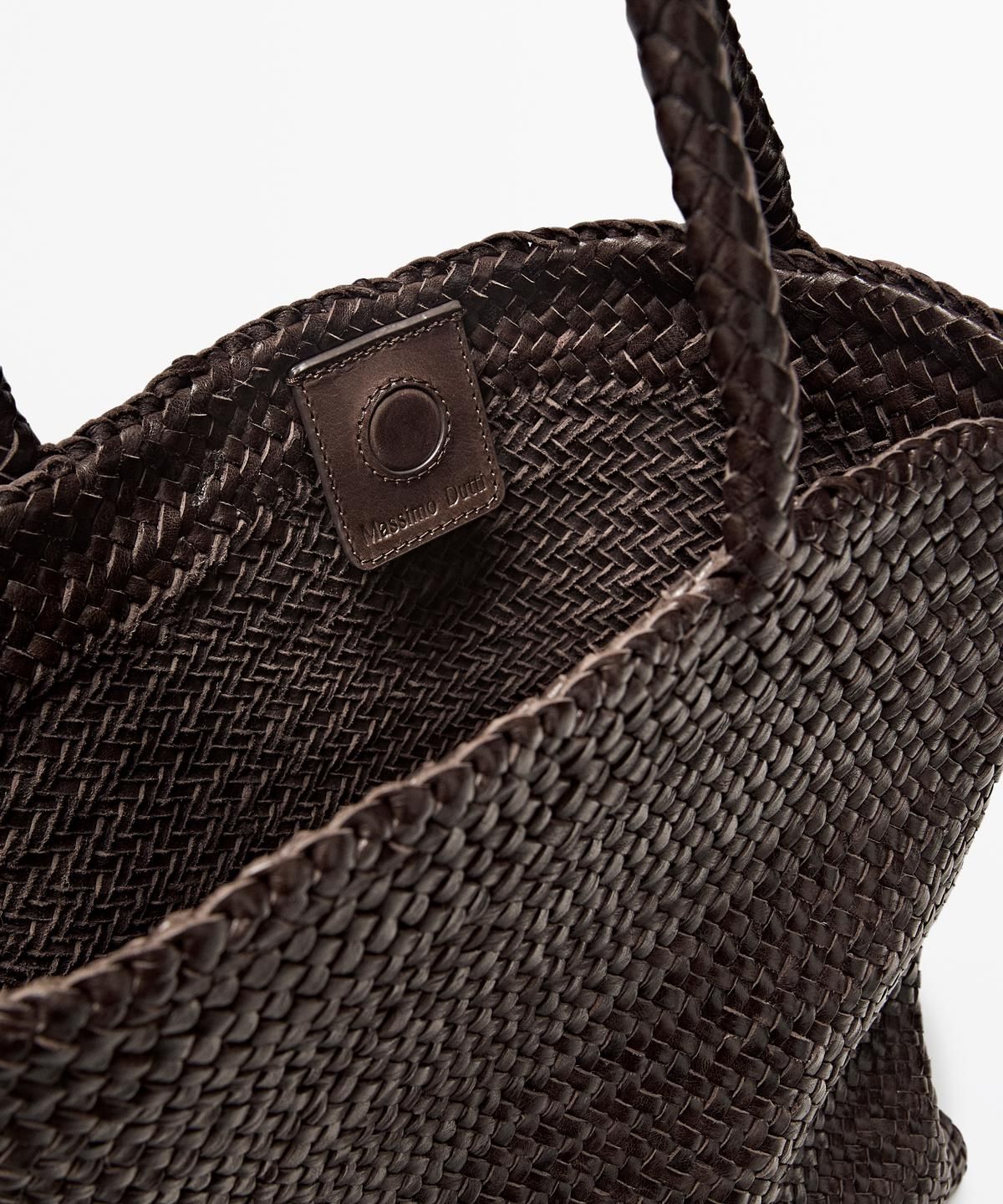 마시모두띠(MASSIMO DUTTI) 미디엄 나파 가죽 위빙 토트백