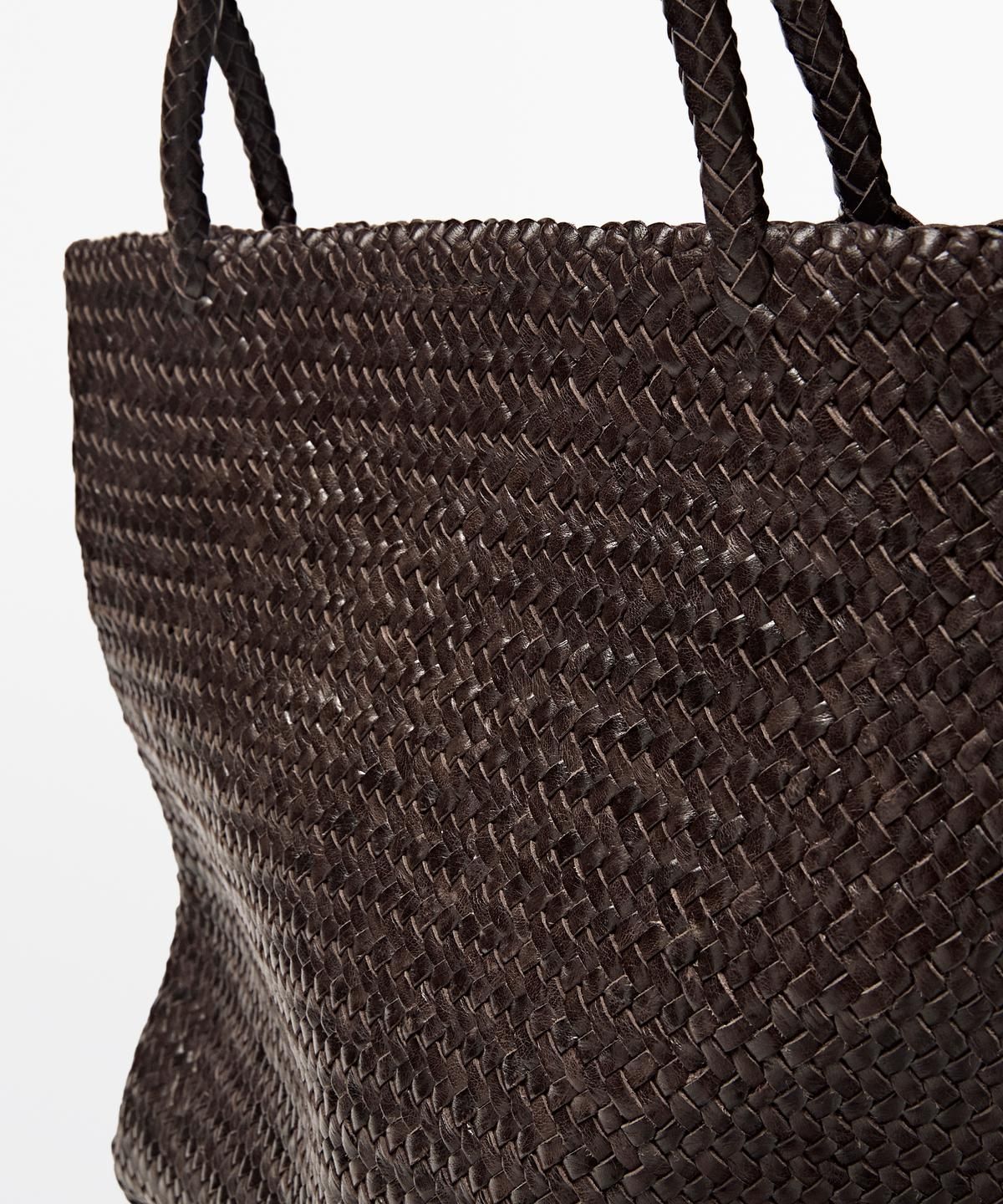 마시모두띠(MASSIMO DUTTI) 미디엄 나파 가죽 위빙 토트백