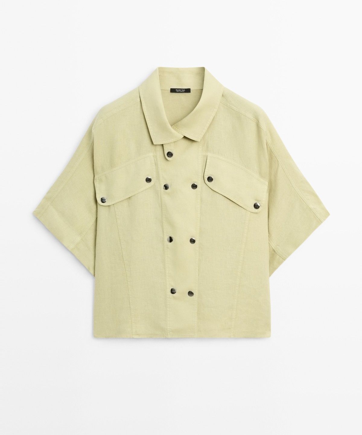 마시모두띠(MASSIMO DUTTI) 스냅 버튼 린넨 반팔 셔츠