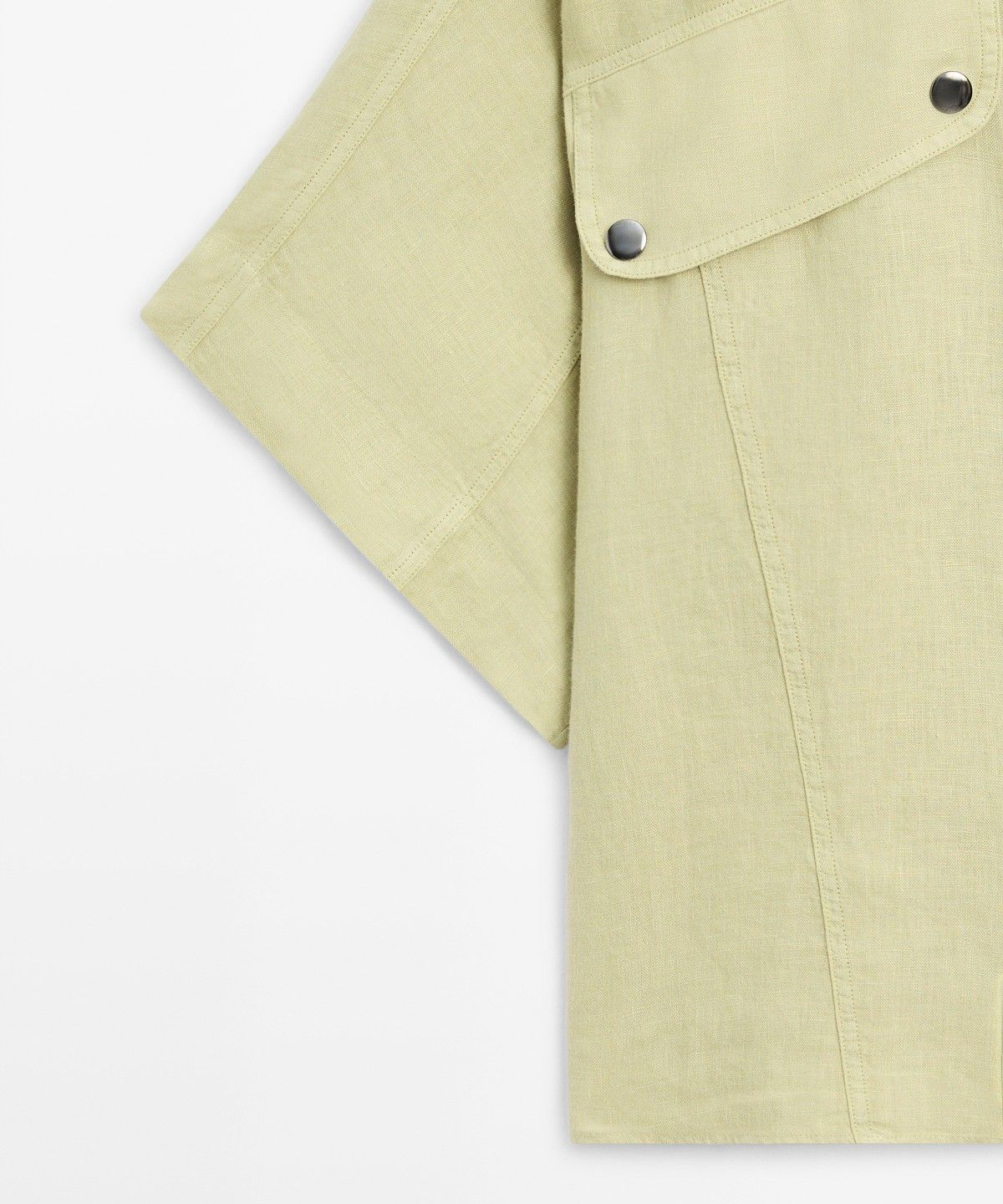 마시모두띠(MASSIMO DUTTI) 스냅 버튼 린넨 반팔 셔츠