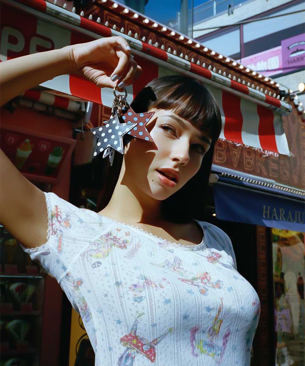 와일드플라워케이스(WILDFLOWERCASE) Leather Polka Dot Star Charms 키링 Brown&Blue