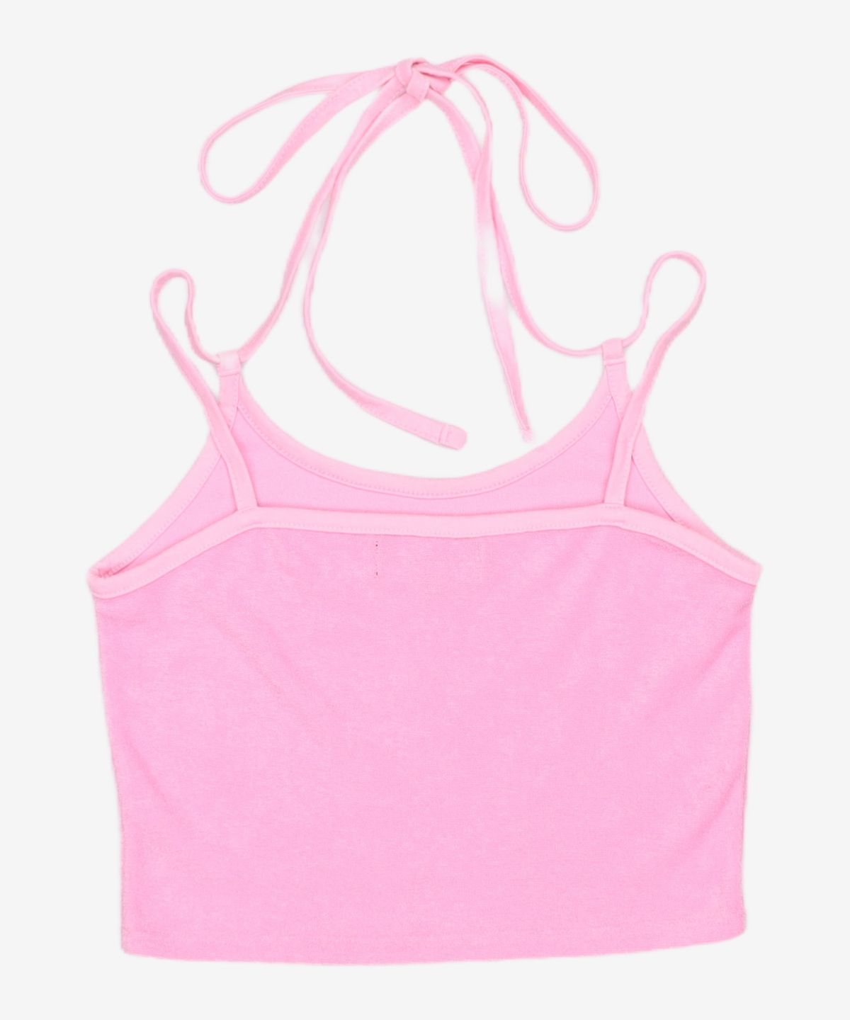 우알롱(WOOALONG) Signature layered terry halterneck crop top - PINK S