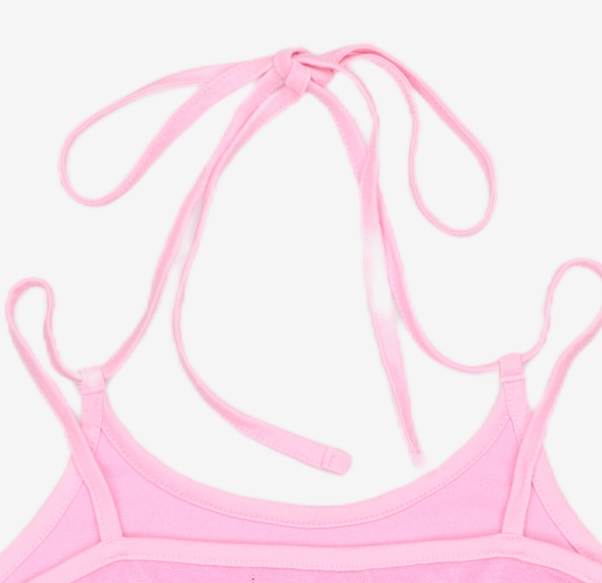 우알롱(WOOALONG) Signature layered terry halterneck crop top - PINK S