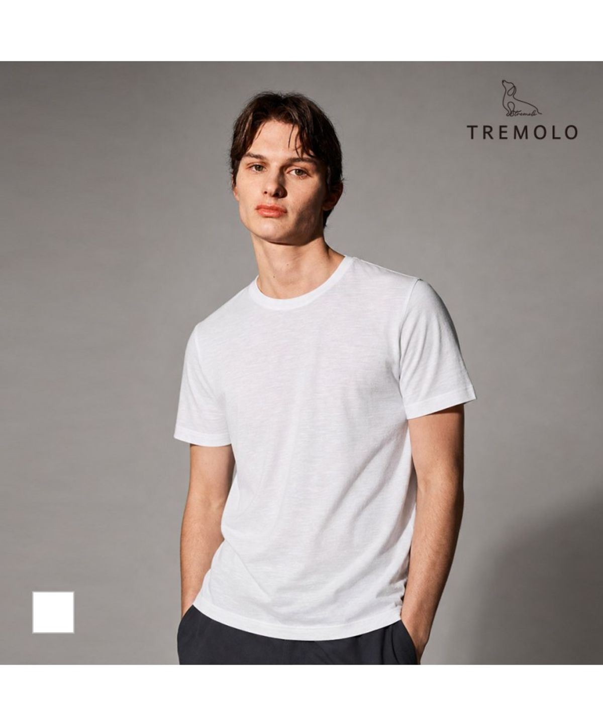 트레몰로(TREMOLO) 라운드 솔리드 티셔츠_TRNAS4Y2471