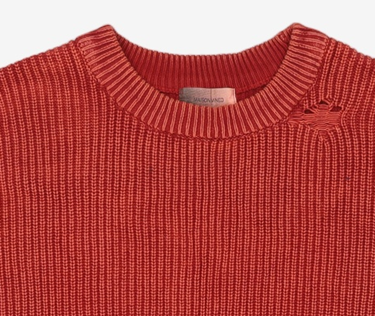 메종미네드(MAISON MINED) DAMAGE COLOUR DYE KNIT RED M