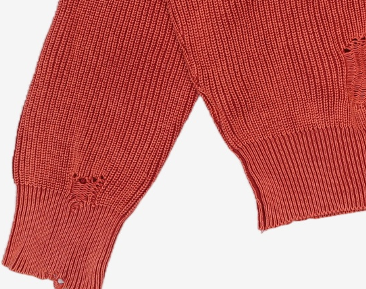 메종미네드(MAISON MINED) DAMAGE COLOUR DYE KNIT RED M