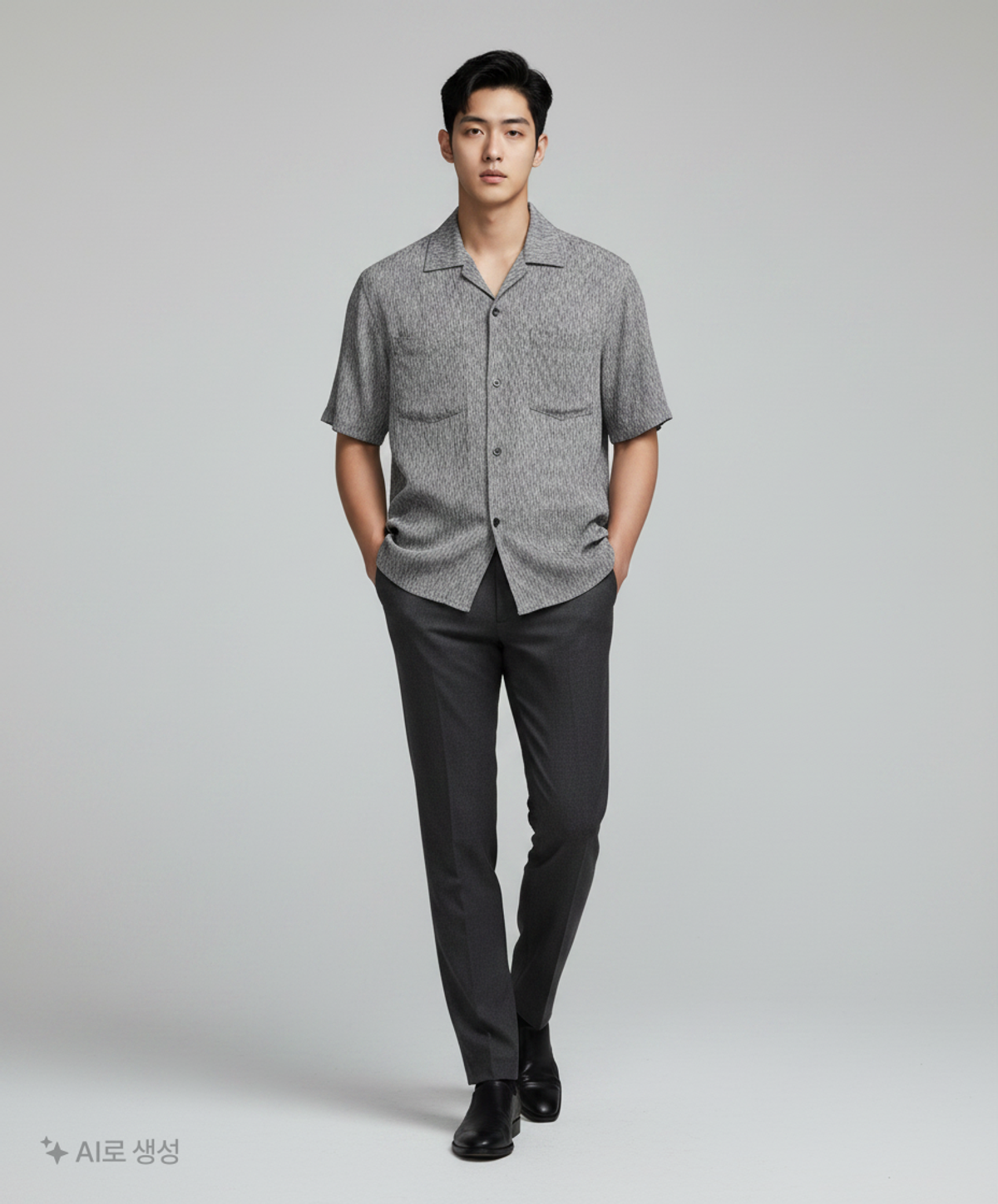 마틴플랜(MARTIN PLAN) Bias Stripe Half Shirts - GREY